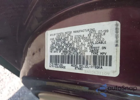 2000 Toyota Sienna Xle из США, поврежденный, VIN 4T3ZF13C1YU187368